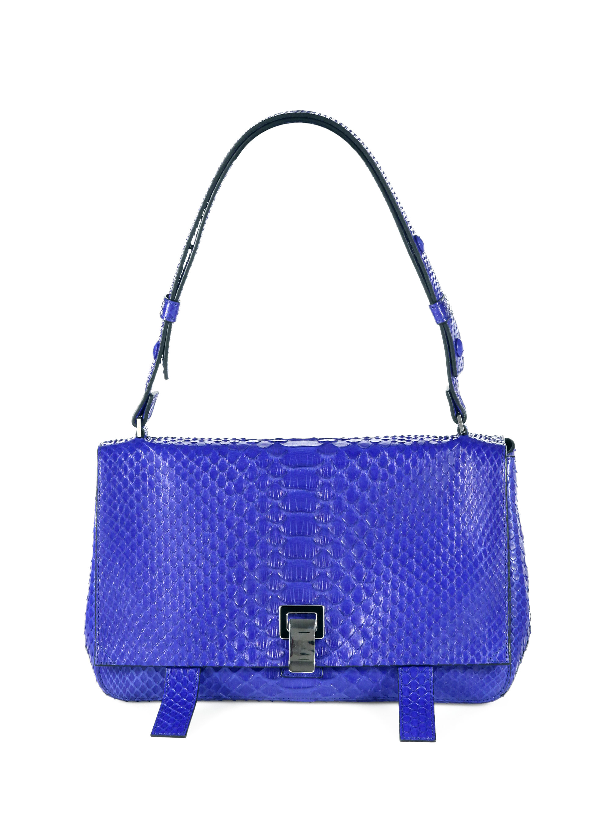 Lyst Proenza Schouler Ps Courier Python Shoulder Bag In Blue Gallery