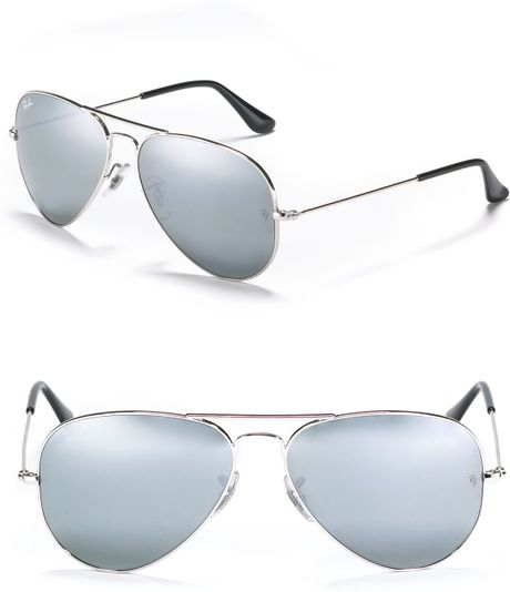 Ray Ban Silver Aviator Sunglasses With Mirrored Lenses For Men Lyst 