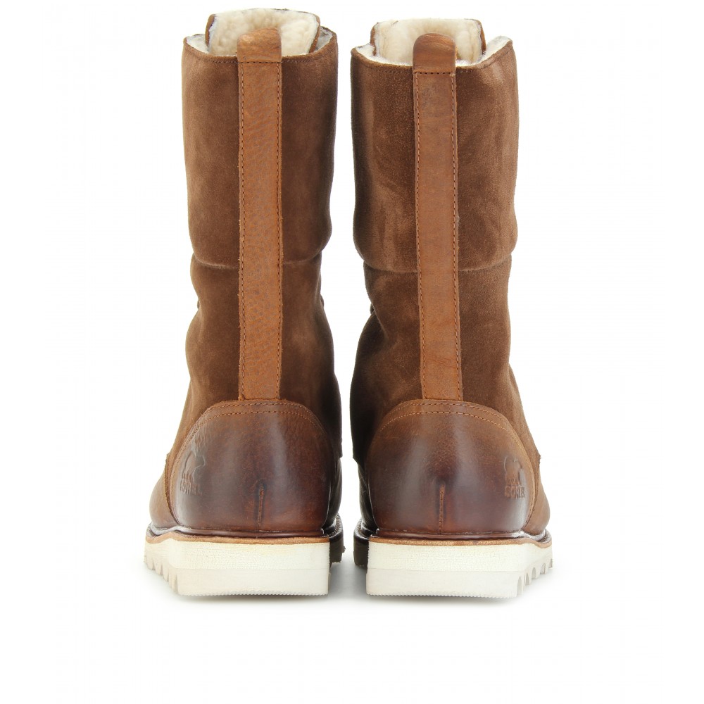sorel shearling wedge boots