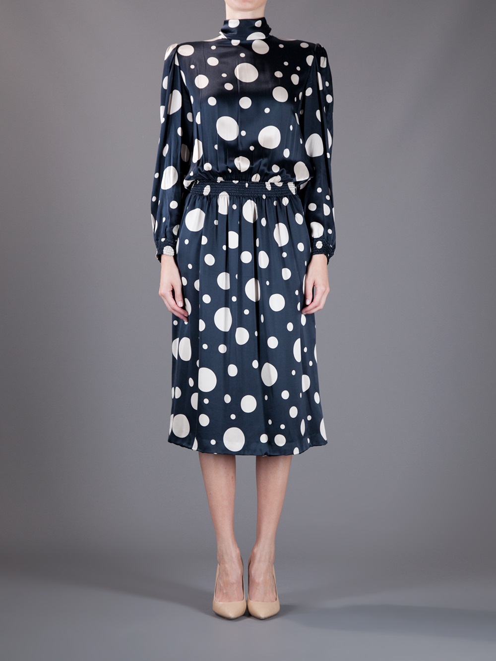 Lyst - Valentino Polka Dot Dress in Blue