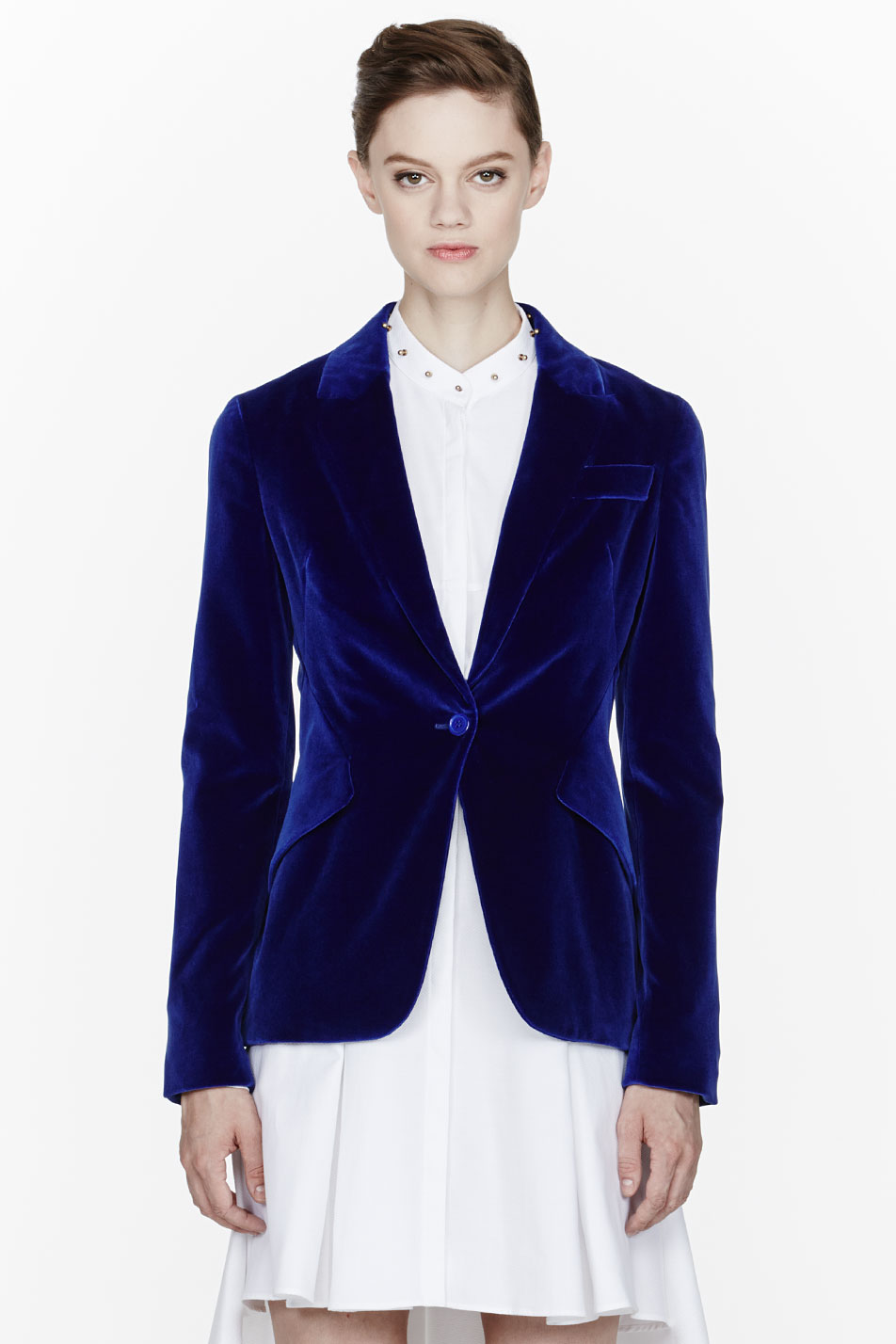 Alexander McQueen Royal Blue Velvet Peplum Blazer in Blue - Lyst