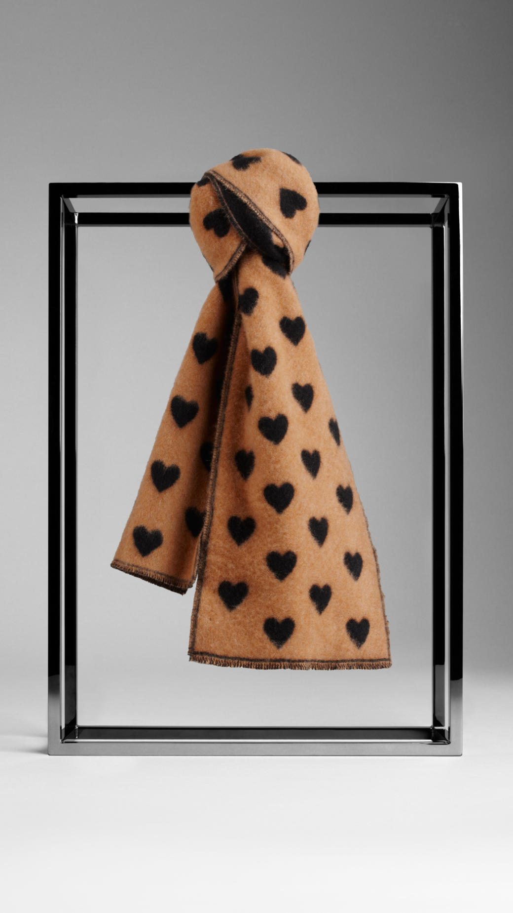 Lyst Burberry Cashmere Jacquard Heart Scarf in Brown