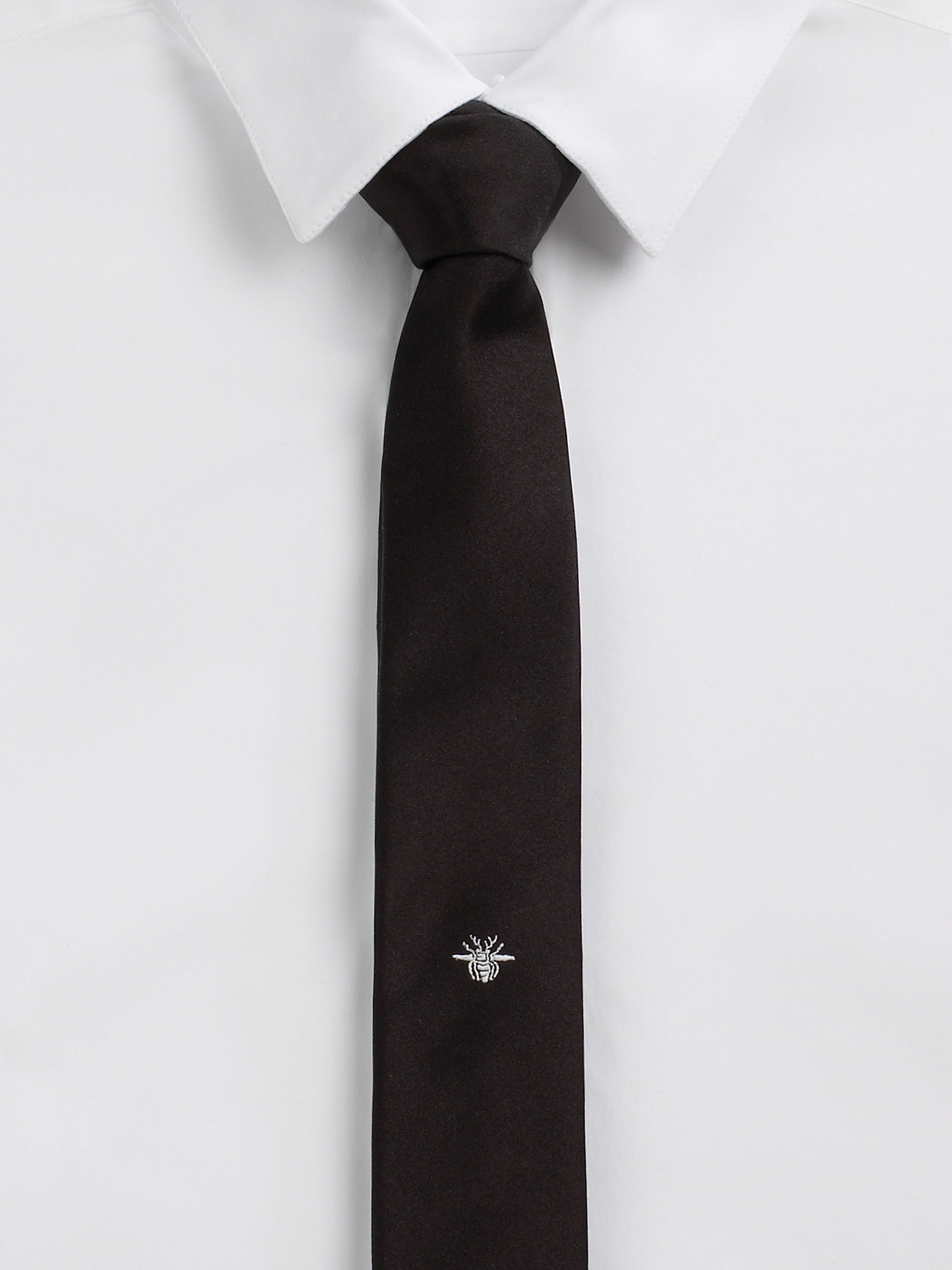 Dior homme Embroidered Bee Silk Tie in Gray for Men | Lyst