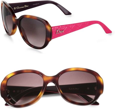 Dior Lady in Oversized Round Plastic Sunglasses in Pink (TORTOISE-PINK ...