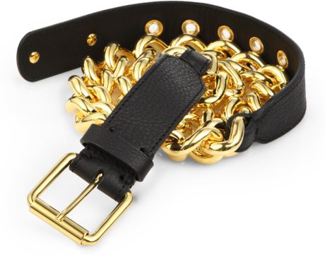 Giuseppe Zanotti Leather Chain Belt in Black for Men (BLACK-GOLD) | Lyst