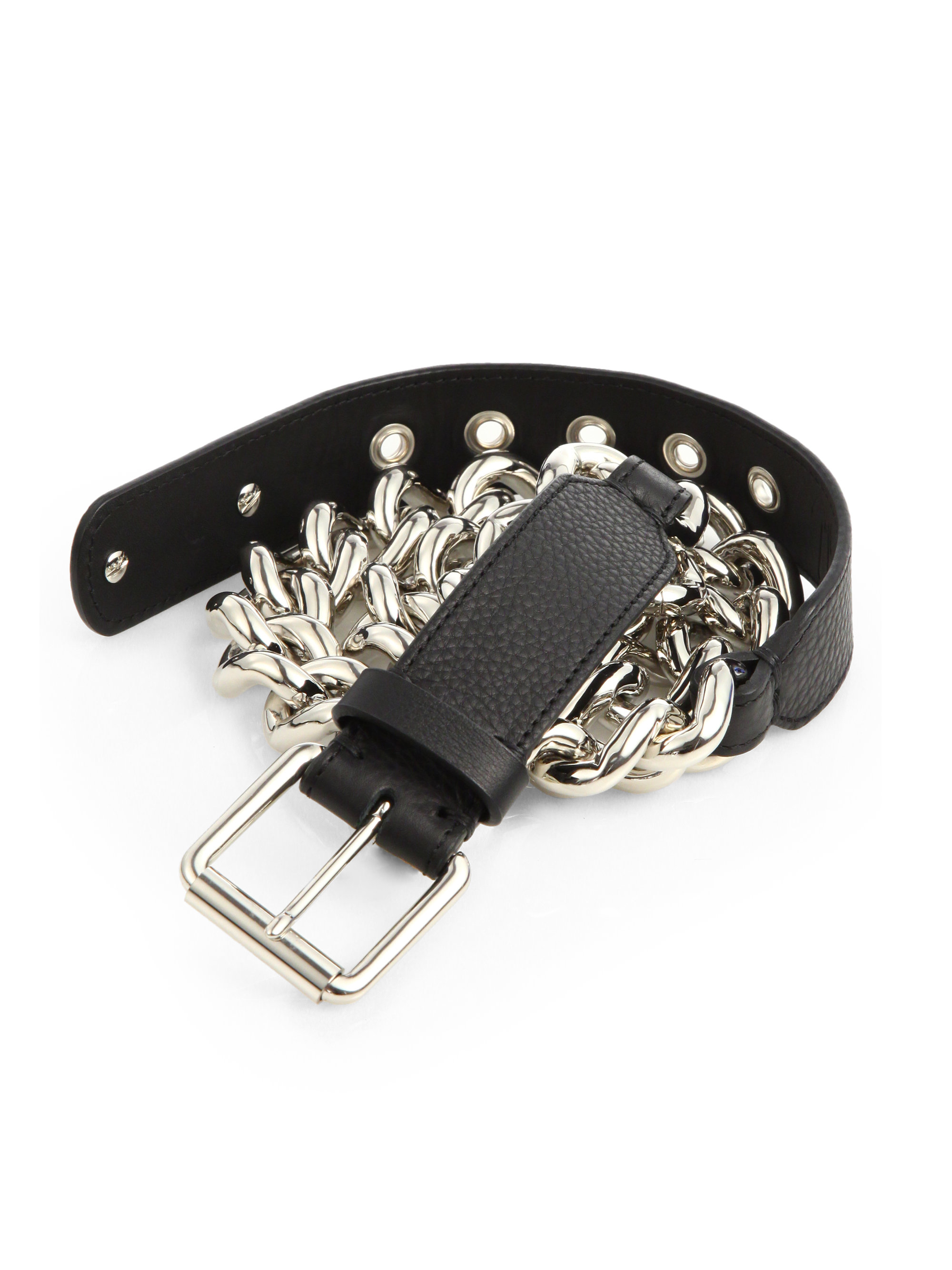 Giuseppe zanotti Leather Chain Belt in Black for Men | Lyst