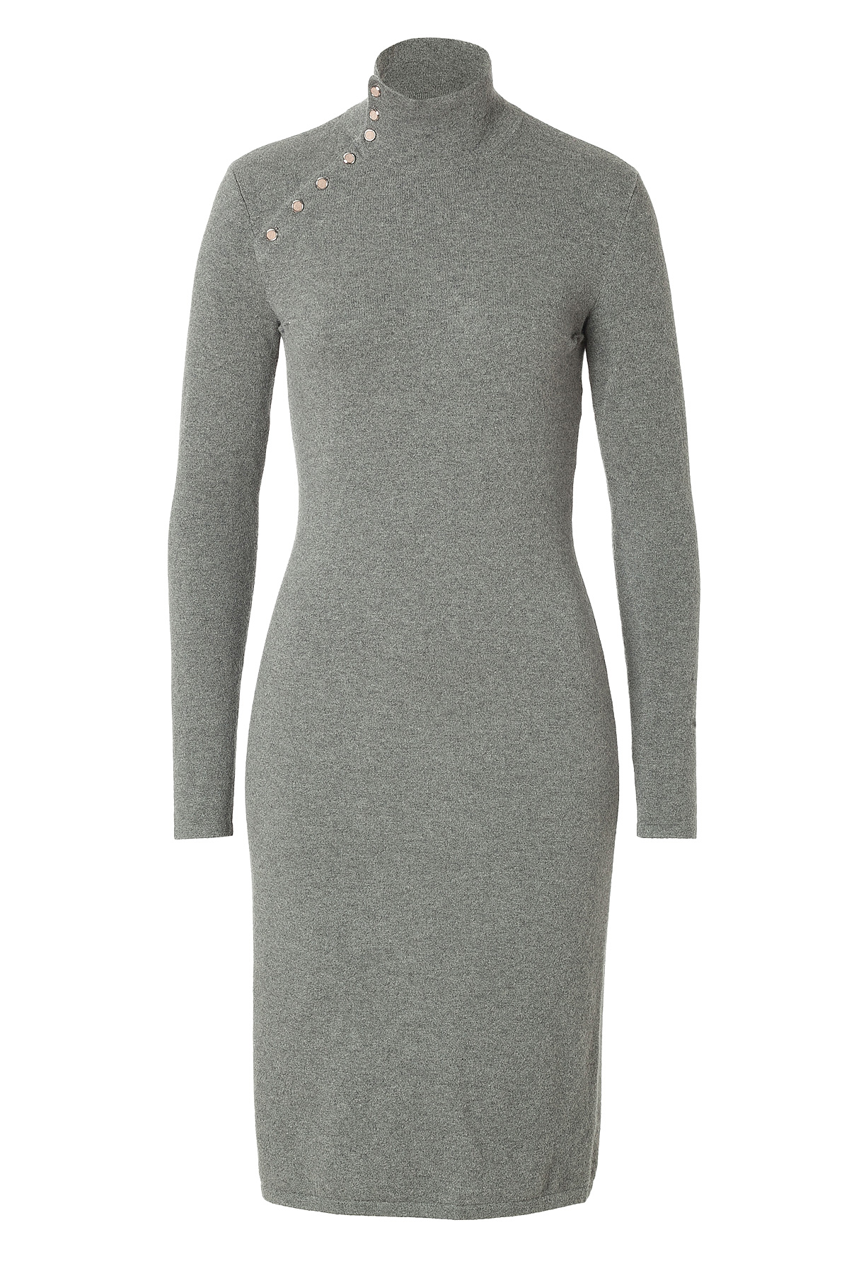 Ralph Lauren Black Label Cashmere Jersey Mock Neck Dress In Heather ...