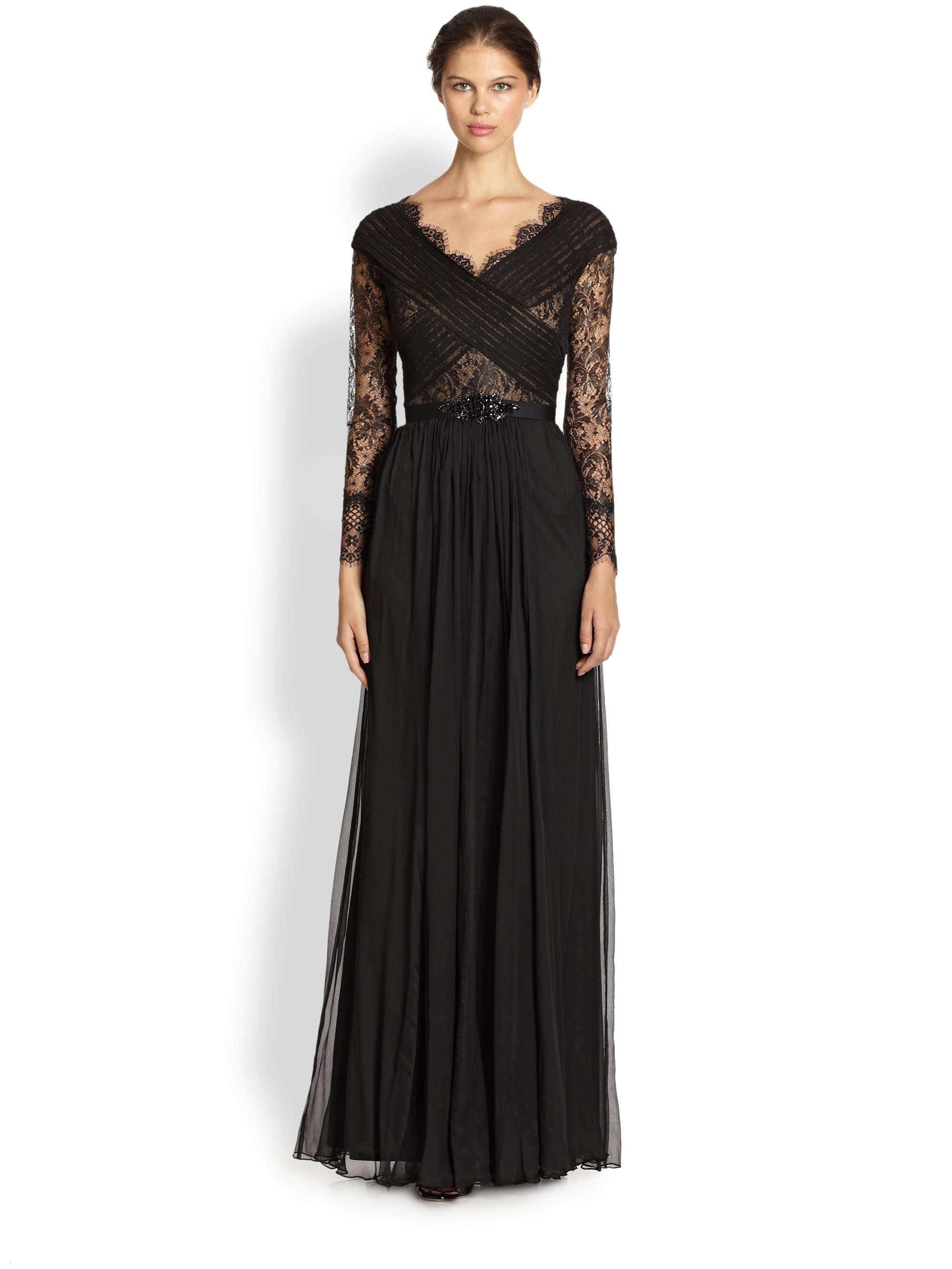 black chiffon gown