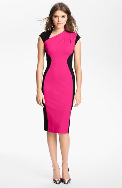 French Connection Jubilee Ponte Sheath Dress in Pink (Vivacious Pink ...