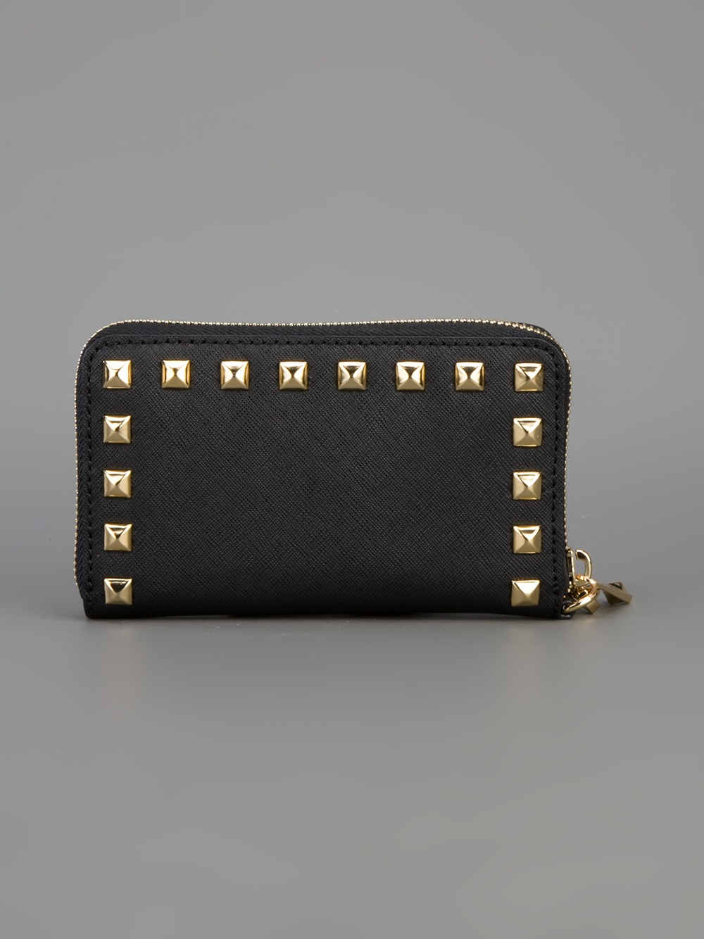 Lyst - Michael Kors Studded Wristlet Wallet in Black