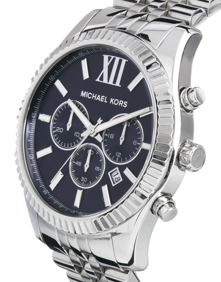 Lyst Asos Michael Kors Watch Lexington Chronograph Silver in Metallic