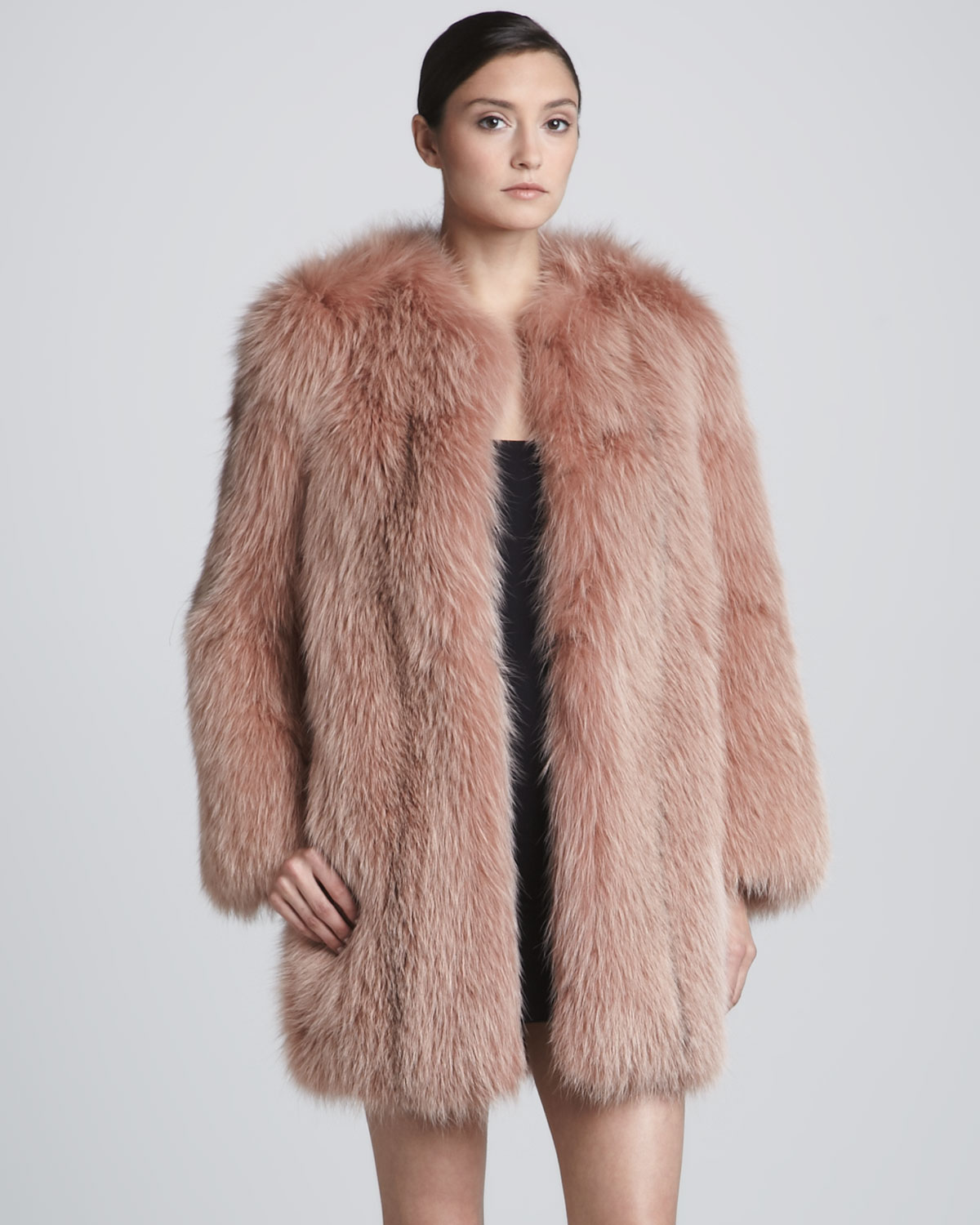 Lyst - Marc Jacobs Collarless Fox Fur Coat Rose in Natural