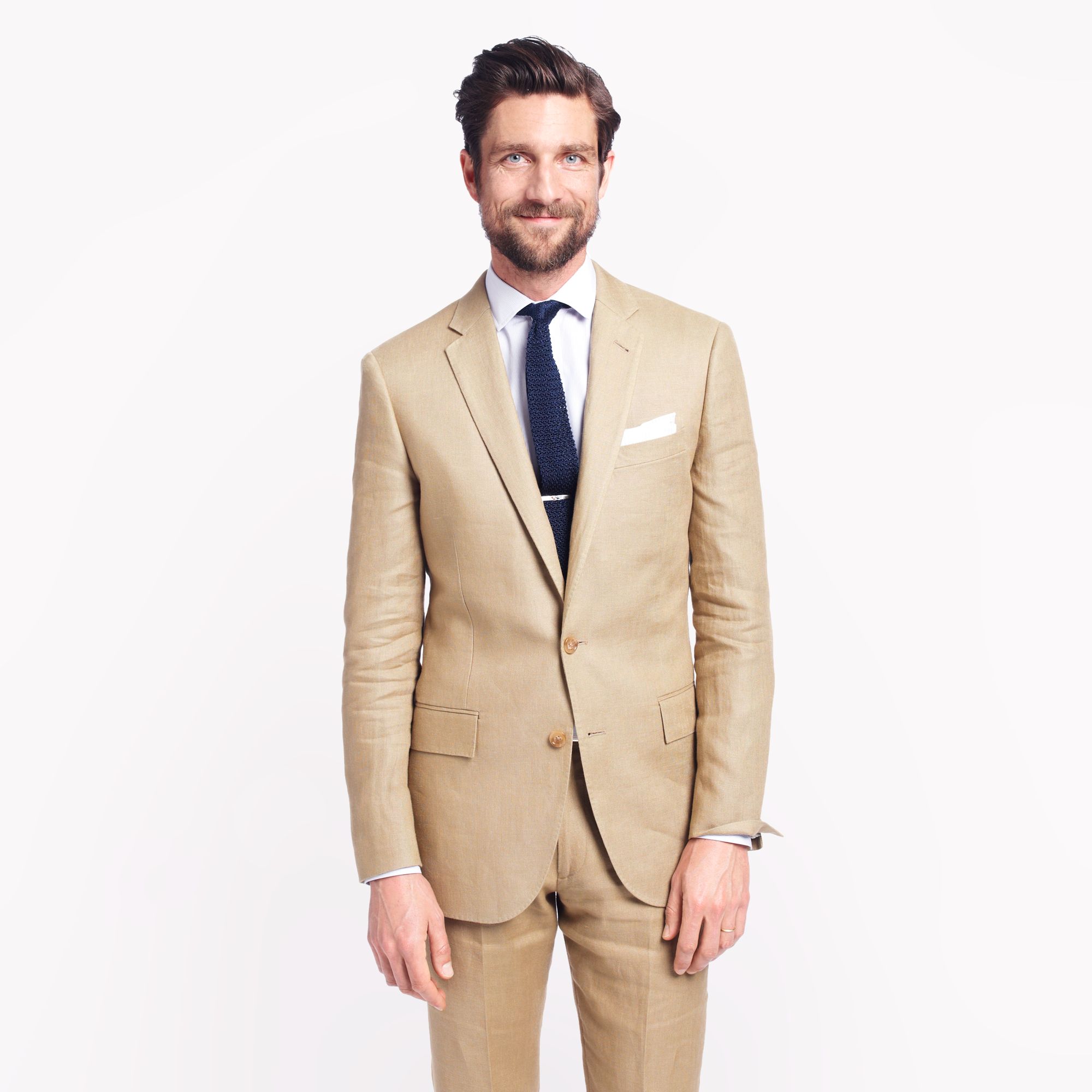 Crew Ludlow Suit Jacket In Herringbone Italian Linen Silk