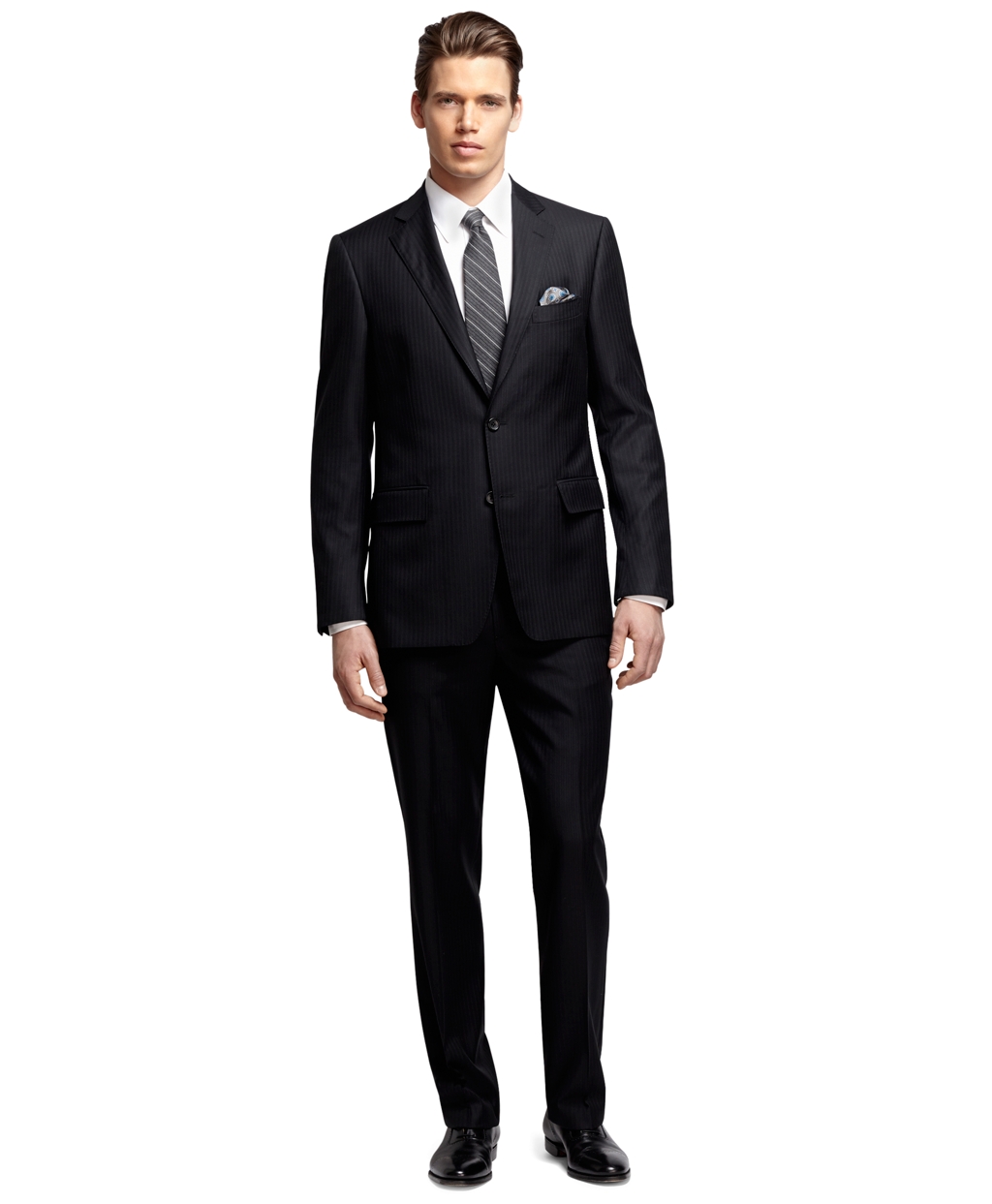 Brooks Brothers Regent Fit Double Track Stripe Suit in Black for Men | Lyst