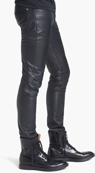 MIXCUBIC 2017 new fashion spring Autumn black washed tight leather pants men casual slim fit 