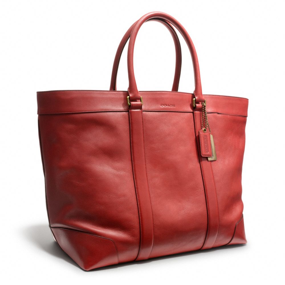 Lyst Coach Bleecker Legacy Weekend Tote In Leather Red For Men Gallery