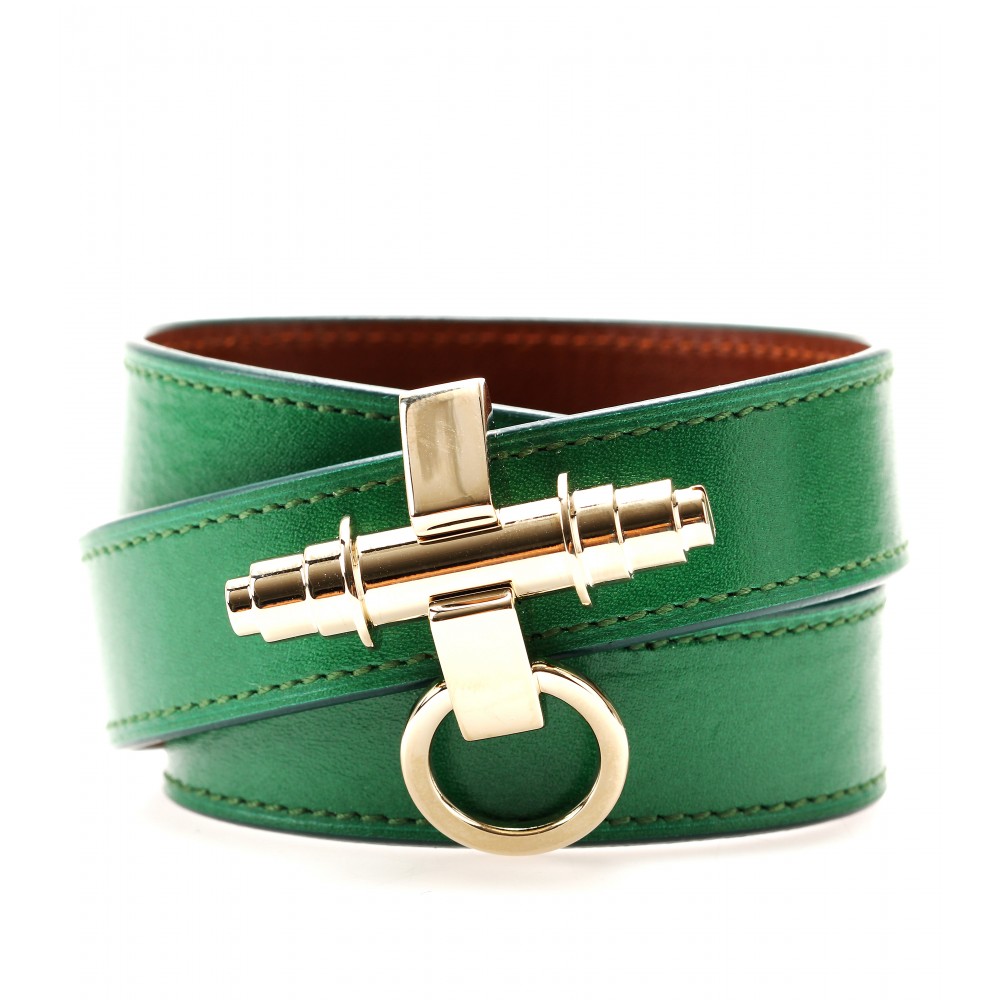 Givenchy Obsedia Leather Wraparound Bracelet in Green Lyst