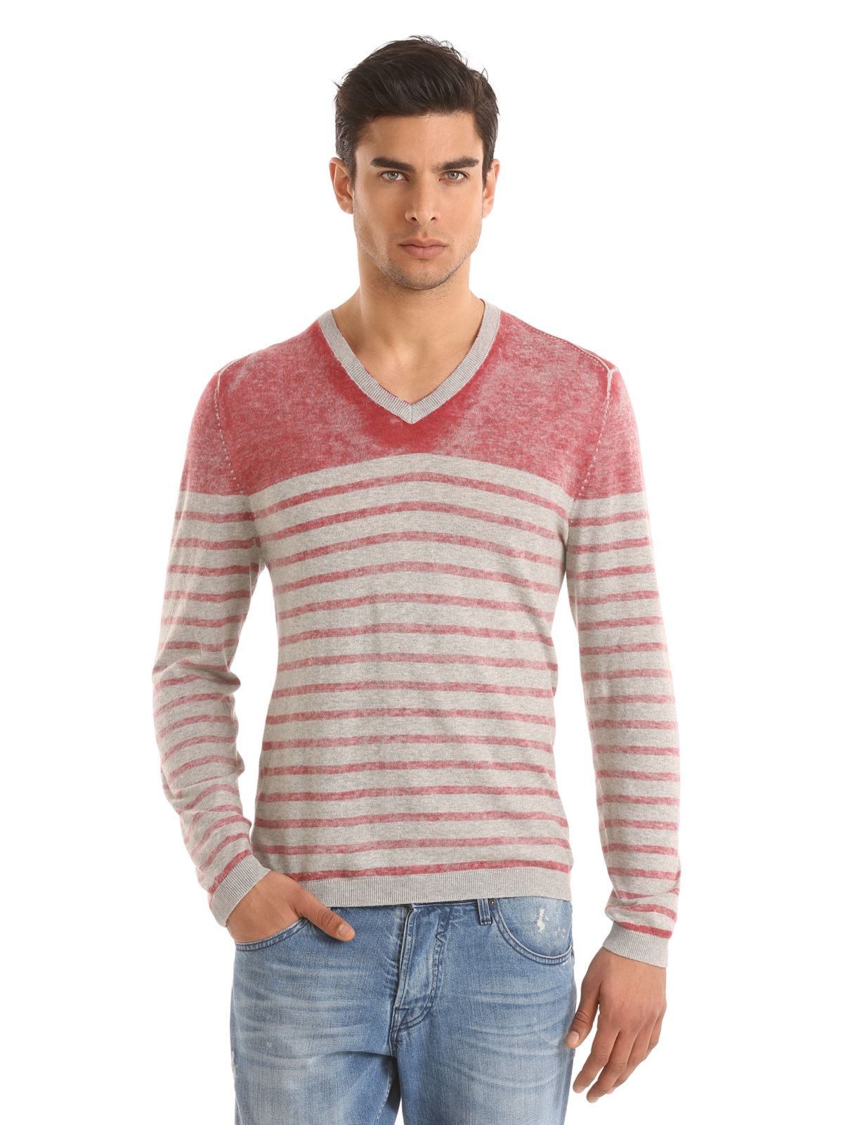 Guess Carlos Sweater in White for Men (red stripes) | Lyst