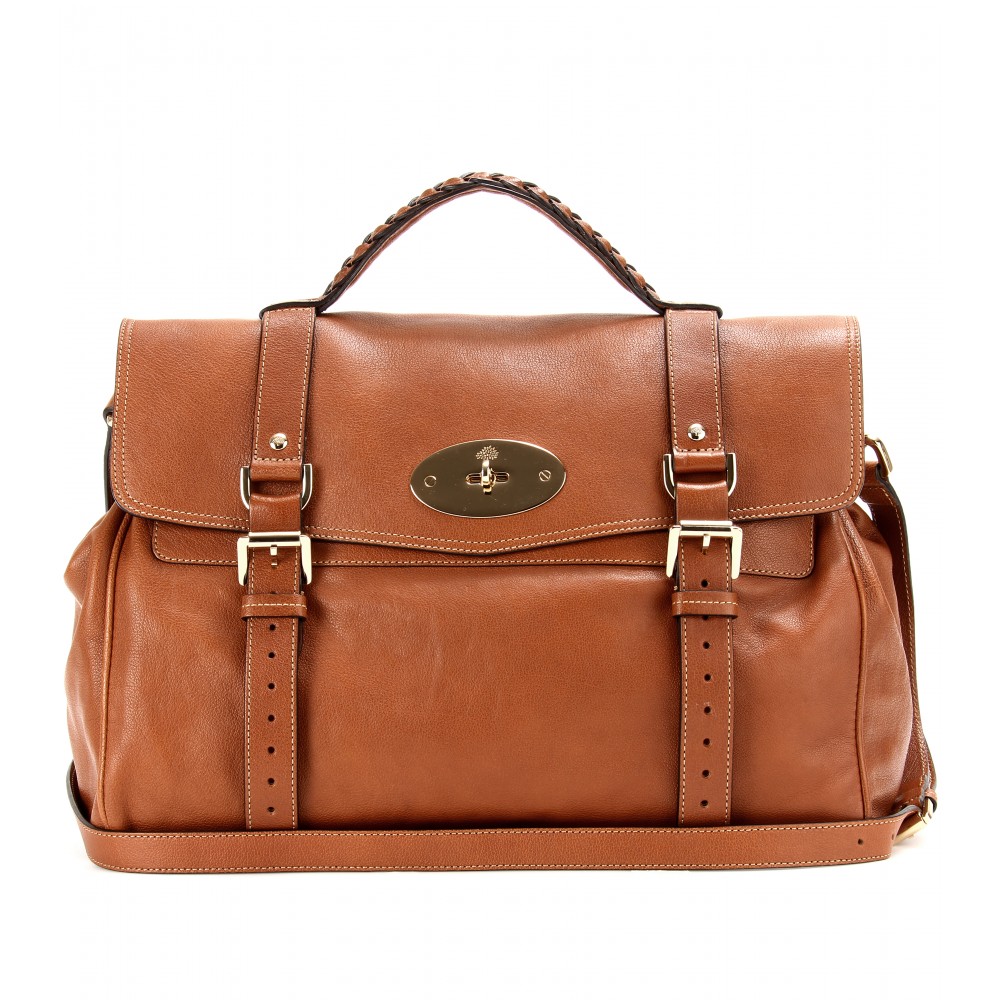 Mulberry Oversized Alexa Leather Satchel in Brown (oak soft gold) | Lyst