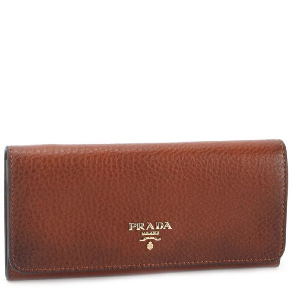 Prada Calfskin Leather Long Continental Wallet Bruciato Brown in ...  