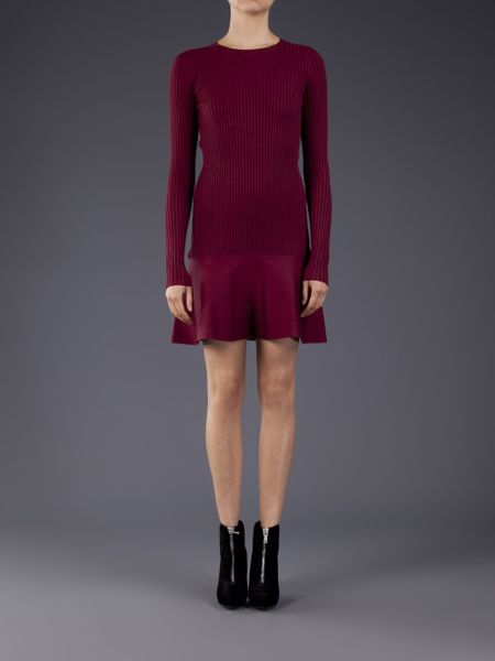 Stella Mccartney Long Sleeve Dress in Red (burgundy) | Lyst