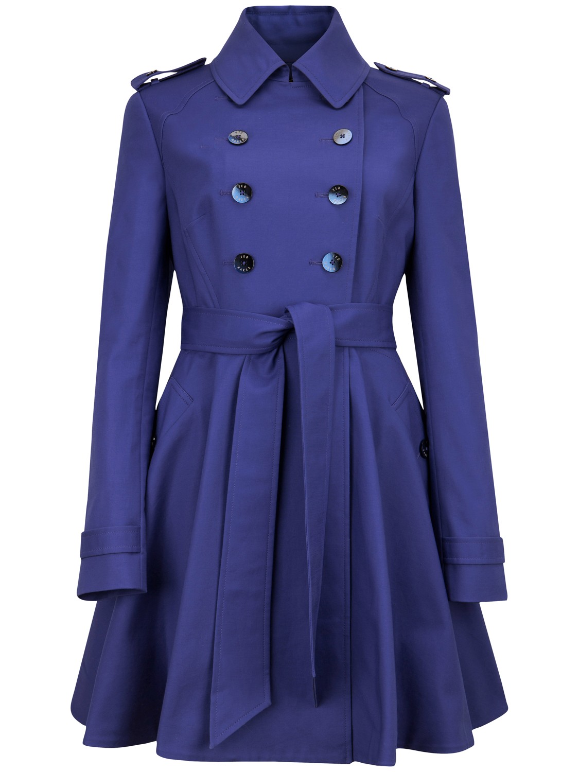 Ted Baker Double Breasted Belted Trench Coat in Blue (Purple) | Lyst