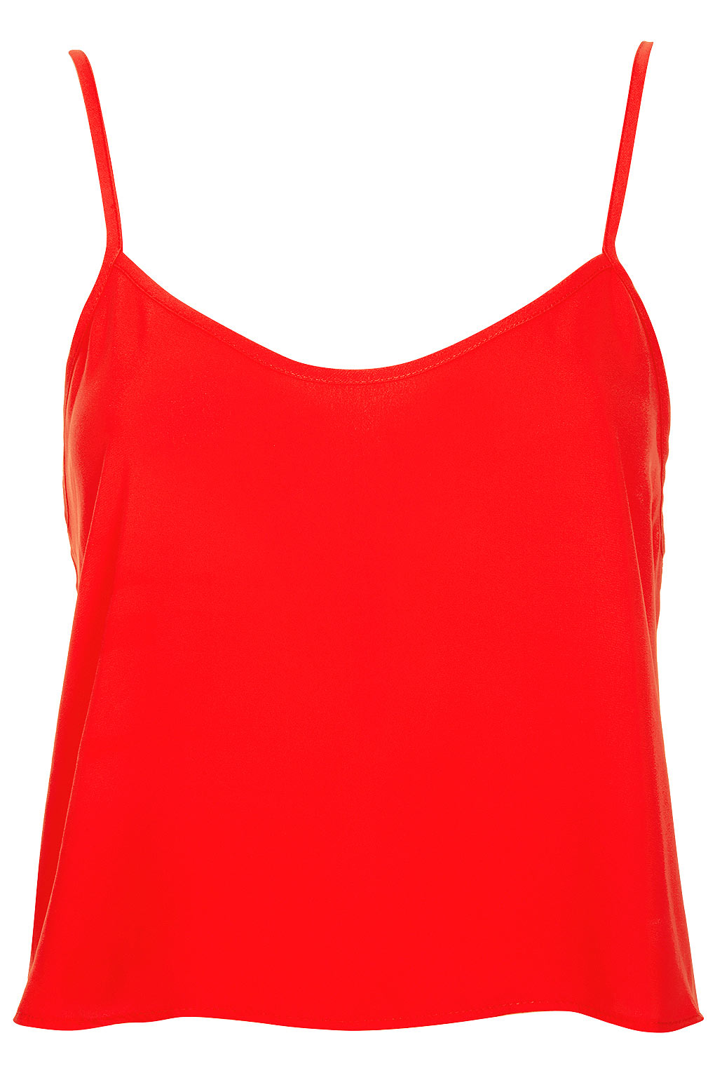 Topshop Crop Strappy Cami in Red | Lyst