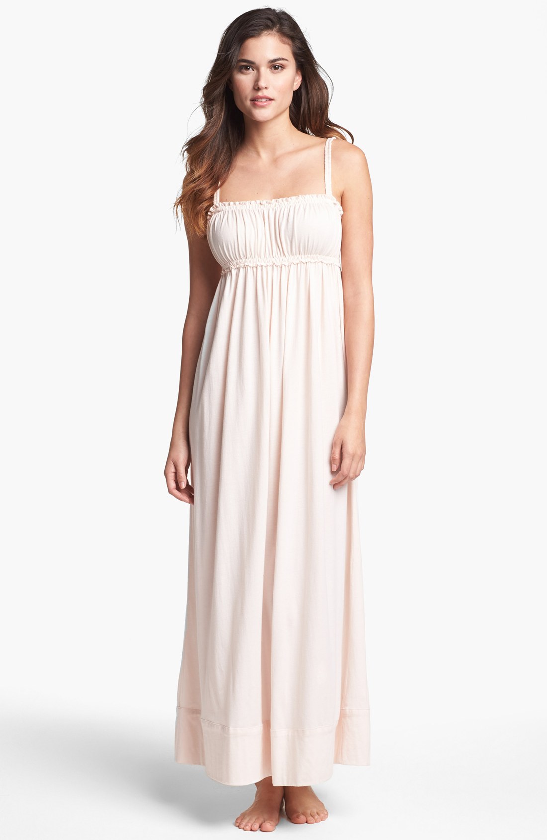 Donna Karan New York Casual Luxe Long Knit Nightgown in Beige (Blossom ...