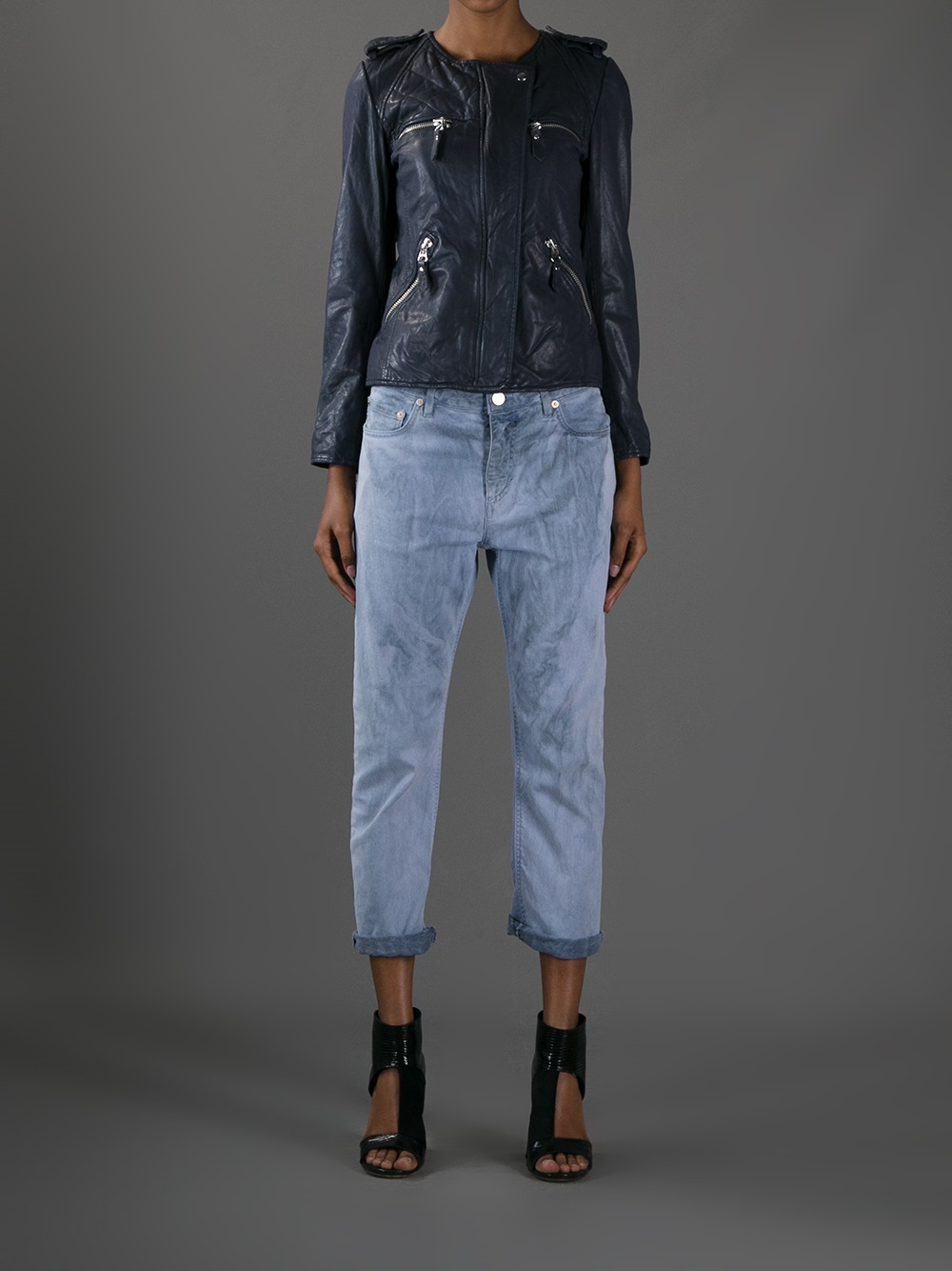 Étoile Isabel Marant Kady Leather Jacket In Blue Lyst Gallery
