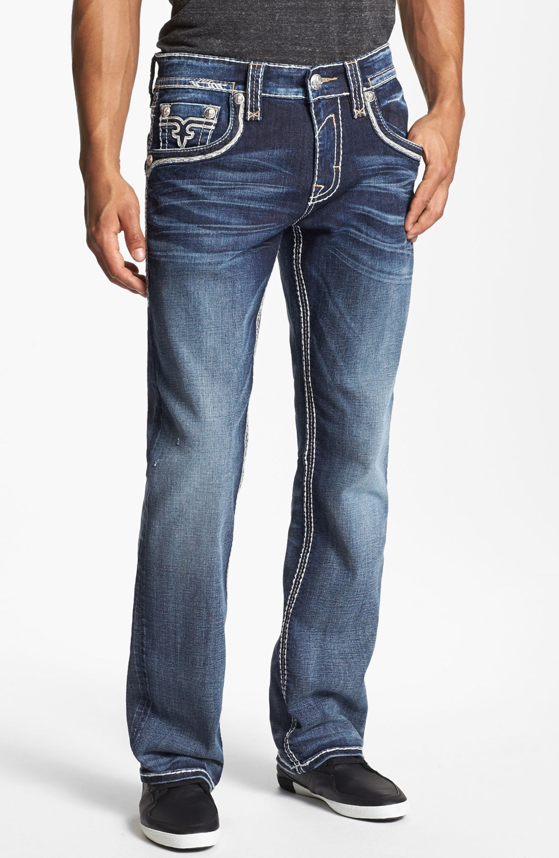 Rock Revival Benji Straight Leg Jeans in Blue for Men (Medium Blue) | Lyst