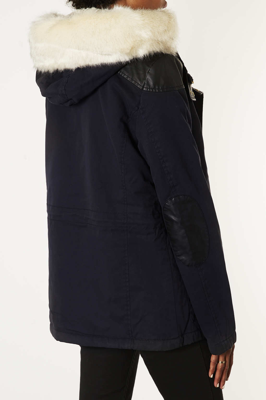 Lyst Fur Trim Lined Short Parka in Blue