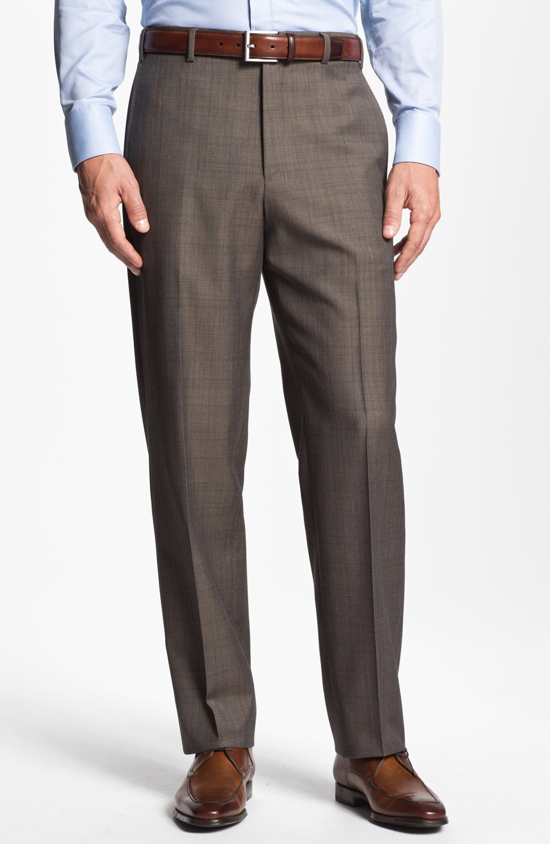 Zanella Todd Flat Front Trousers in Gray for Men (Brown) | Lyst