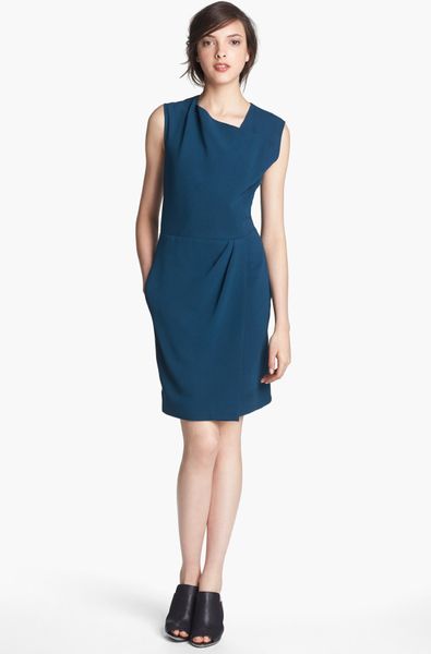 3.1 Phillip Lim Asymmetrical Drape Dress in Blue (Peacock) | Lyst