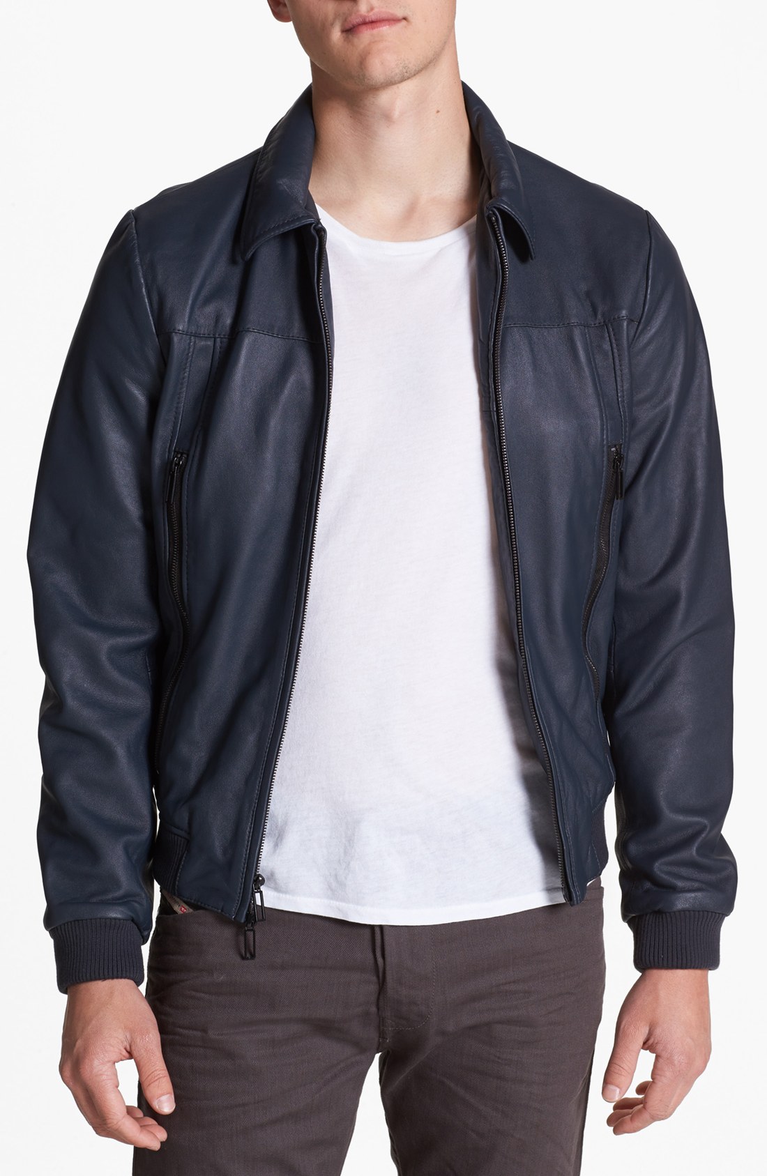 7 Diamonds Spyder Leather Jacket in Blue for Men (Slate Blue) | Lyst