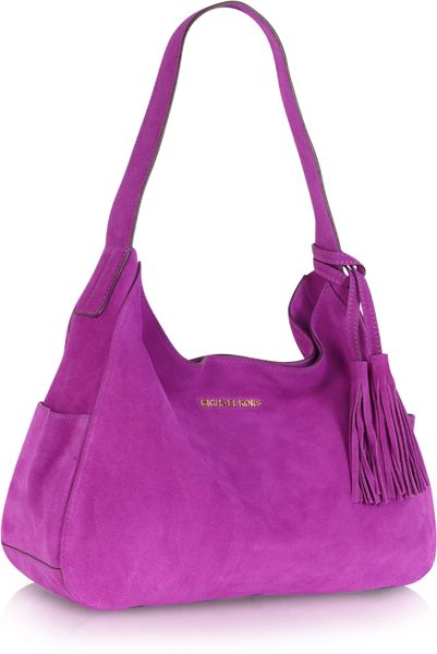 Michael Kors Large Ashbury Suede Shoulder Bag in Purple (Pomegranate ...