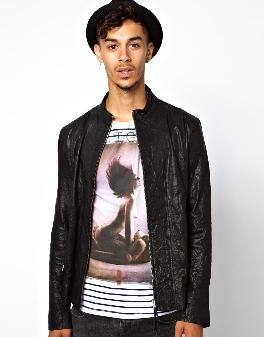 Religion Kea Men S Leather Jacket Black Cairoamani Com Lyst Asos Religion Leather Kea Jacket In Black For Men