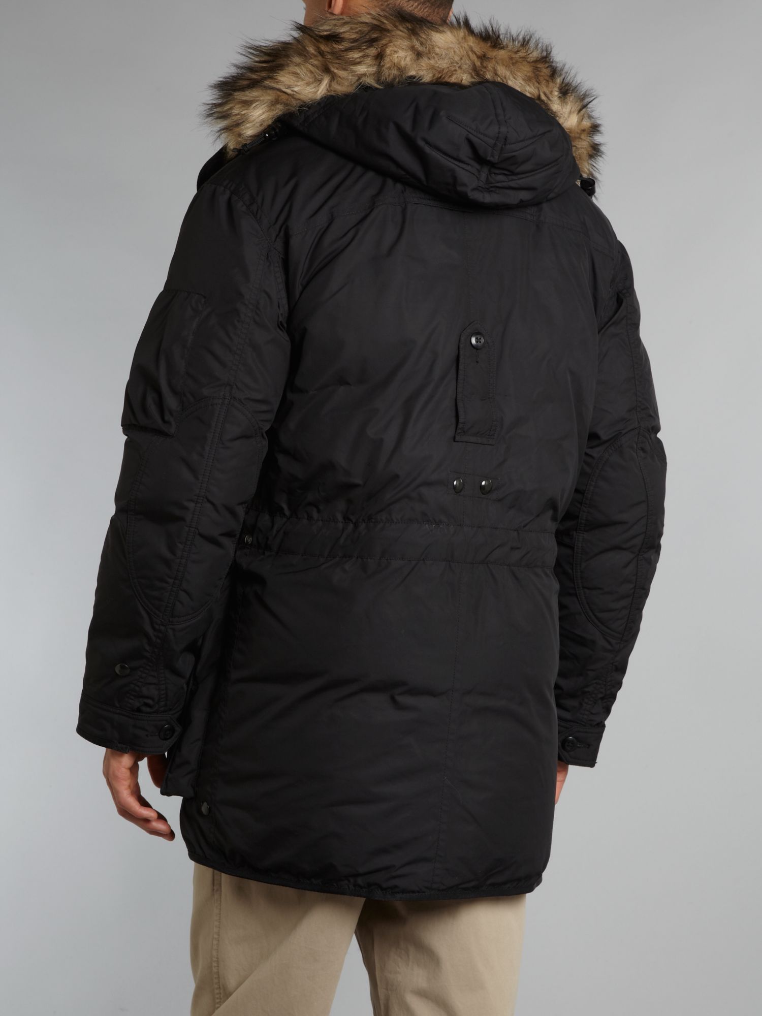 Polo ralph lauren Faux Fur Trim Parka Jacket in Black for Men | Lyst