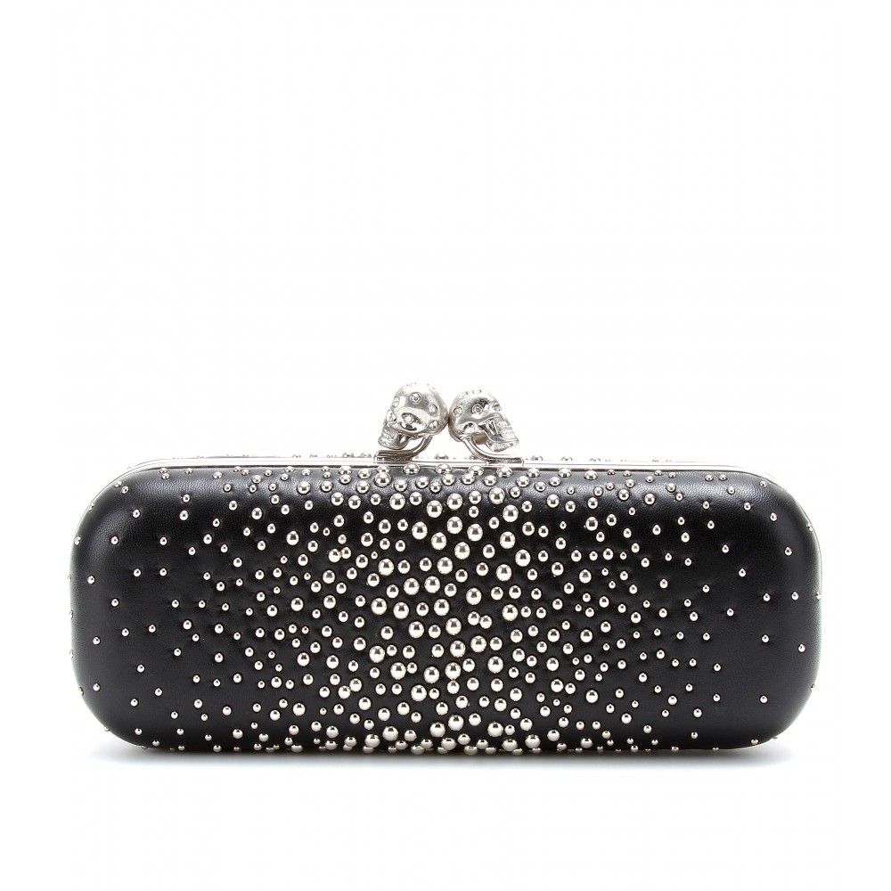 alexander mcqueen black skull clutch