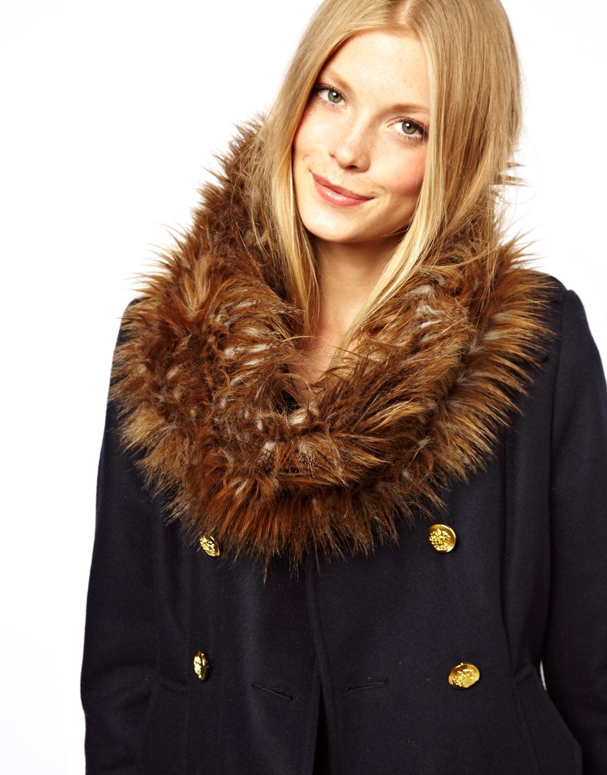 Asos Faux Fur Snood in Brown | Lyst