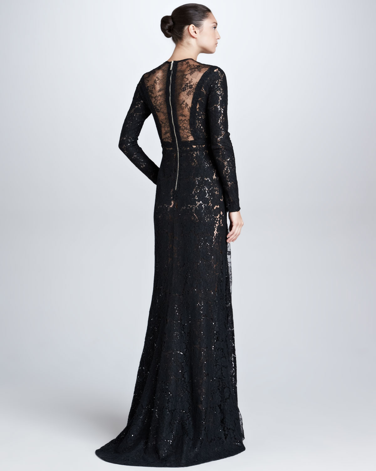 Lyst - Elie saab Long Sleeve Lace Gown in Black