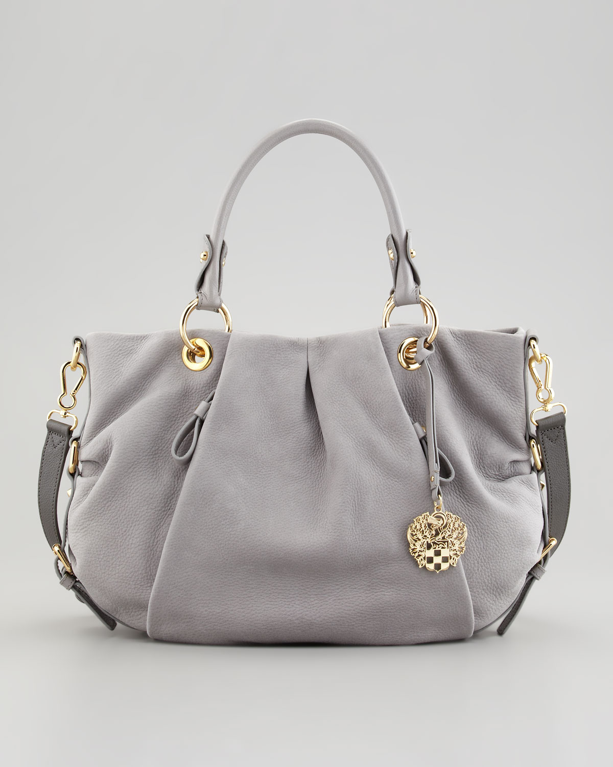 Lyst Vince Camuto Cristina Pebbled Suede Satchel Bag In Gray Gallery