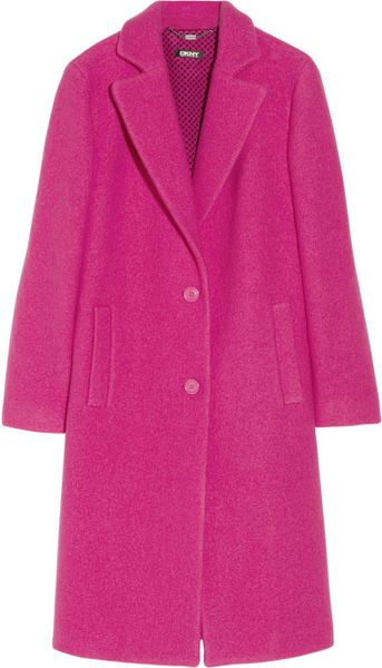 Dkny Textured Wool Coat in Purple (Pink) | Lyst