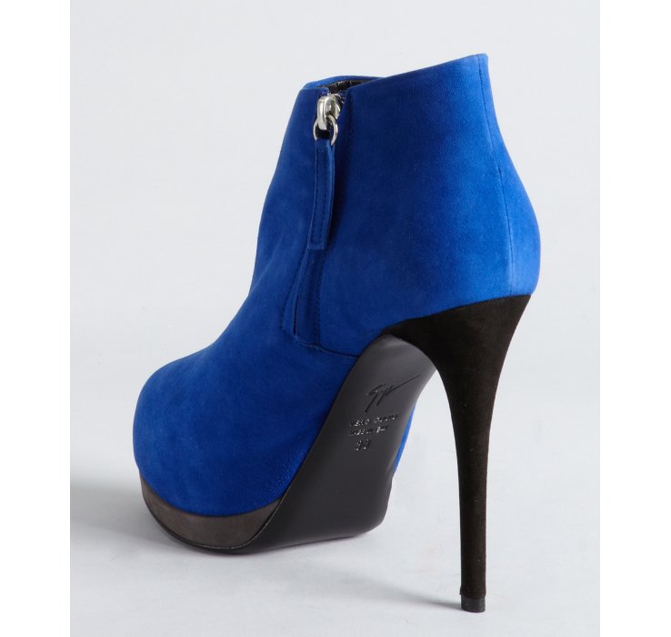 Lyst - Giuseppe Zanotti Electric Blue Suede Colorblocked Platform Ankle ...