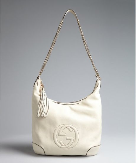 Gucci Mystic White Leather Gg Tassel Chain Shoulder Bag in White | Lyst