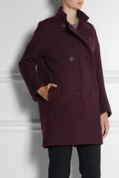 Jil Sander Palau Double Breasted Wool Coat in Purple (Burgundy) | Lyst