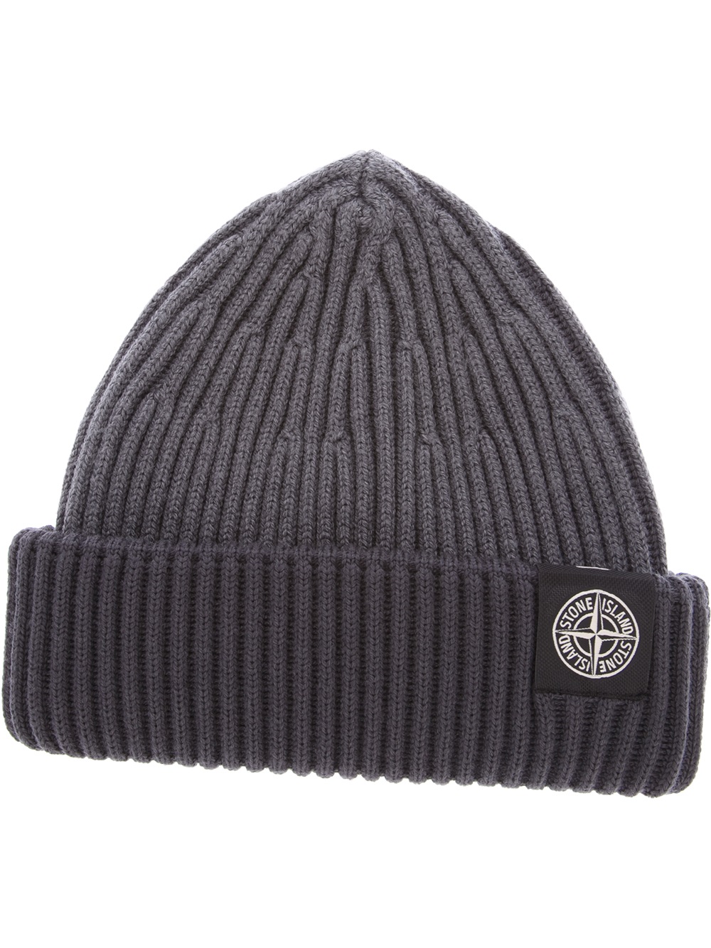 Lyst - Stone Island Ribbed Beanie in Gray for Men