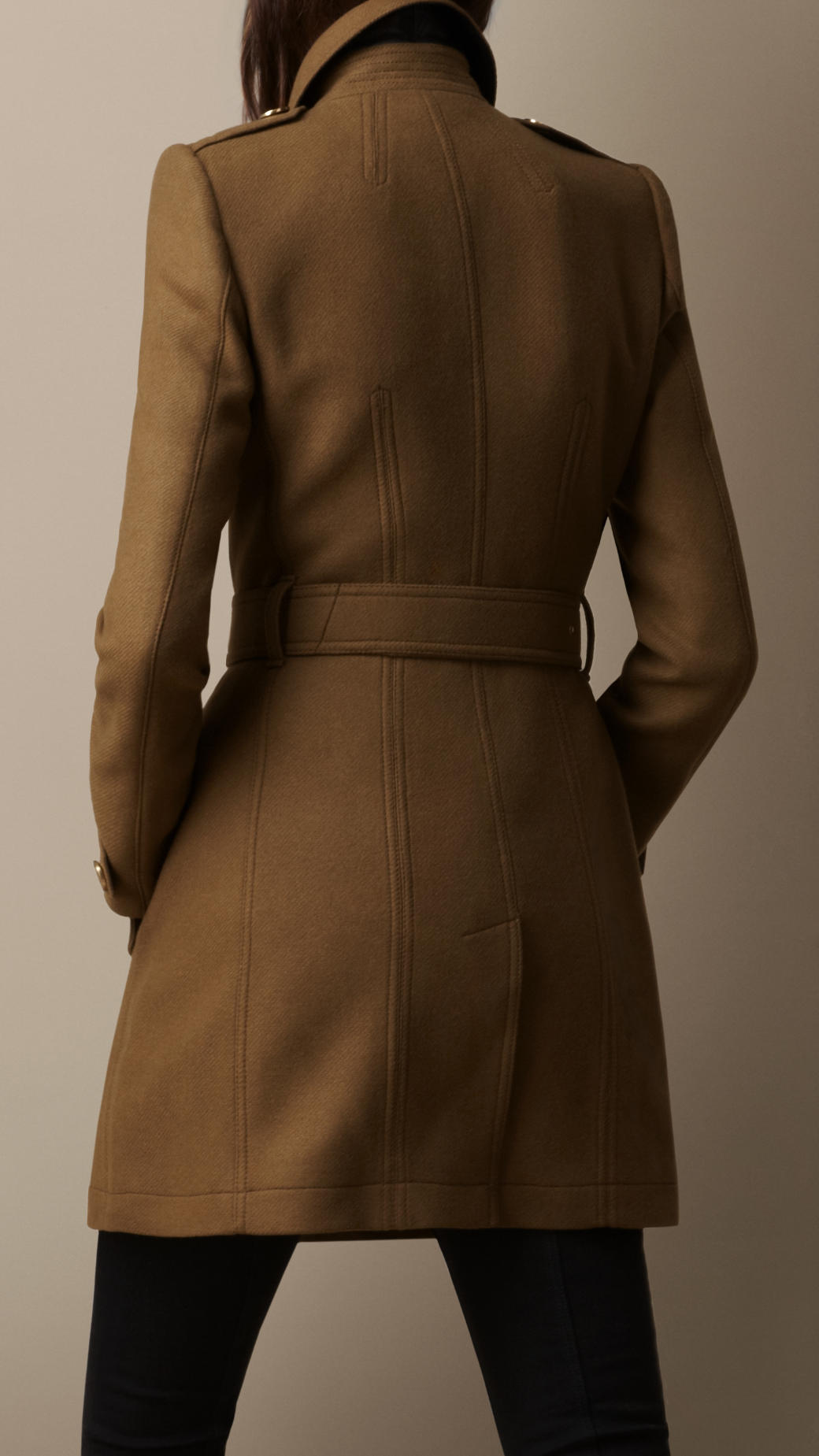 Lyst - Burberry Leather Detail Wool Twill Trench Coat in Brown