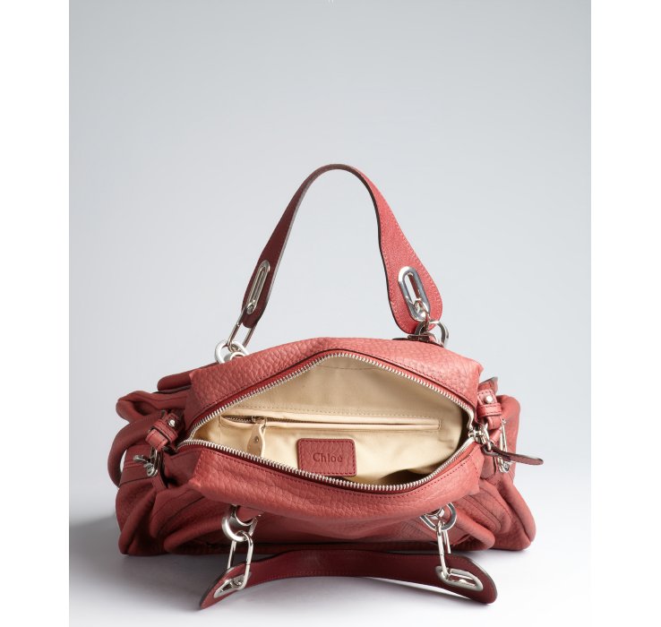 Chlo Brick Red Leather Paraty Medium Convertible Top Handle Bag ...  