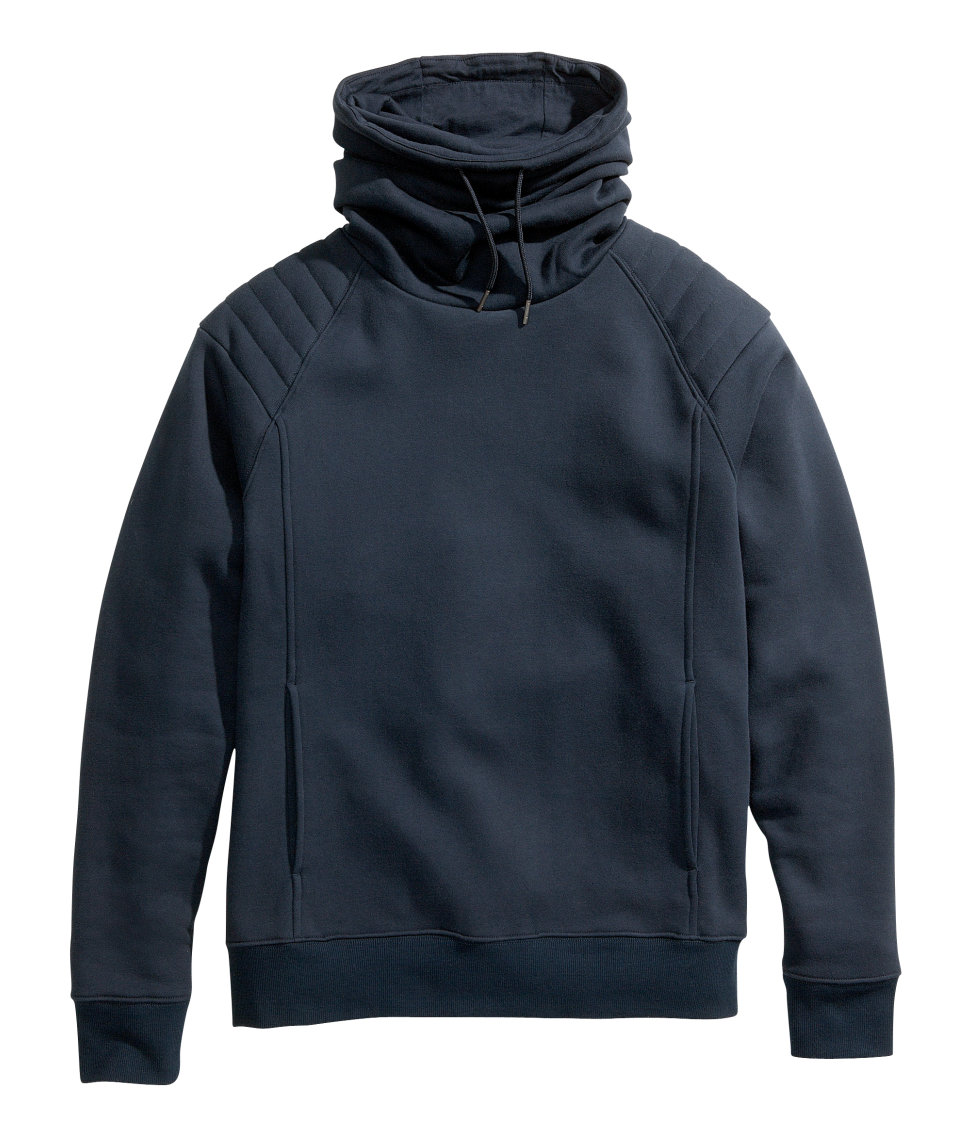 H&m Sweatshirt with Funnel Collar in Blue for Men (Dark blue) | Lyst