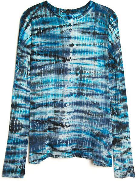 Proenza Schouler Shibori-Pattern Tie-Dye Long-Sleeve T-Shirt-Blue Size ...